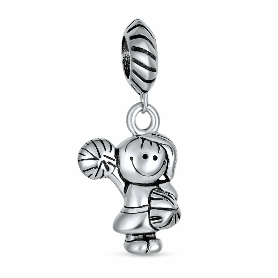 Shop Women Bling Jewelry Engravable Charms | School Spirit Cartoon Sport Soccer Player Cheer Charm Bead .925