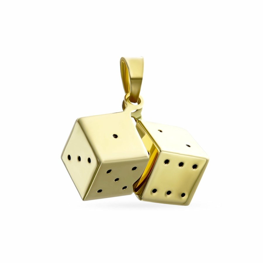 Shop Women Bling Jewelry Pendant Necklaces | Real 14K Yellow Gold Las Vegas Casino Gambler Dice Pendant