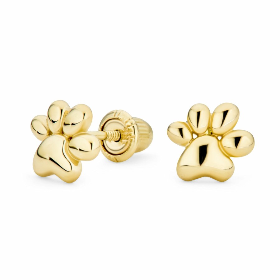 Shop Women Bling Jewelry | Mini Animal Dog Cat Puppy Paw Print Stud Earrings 10-14K Real