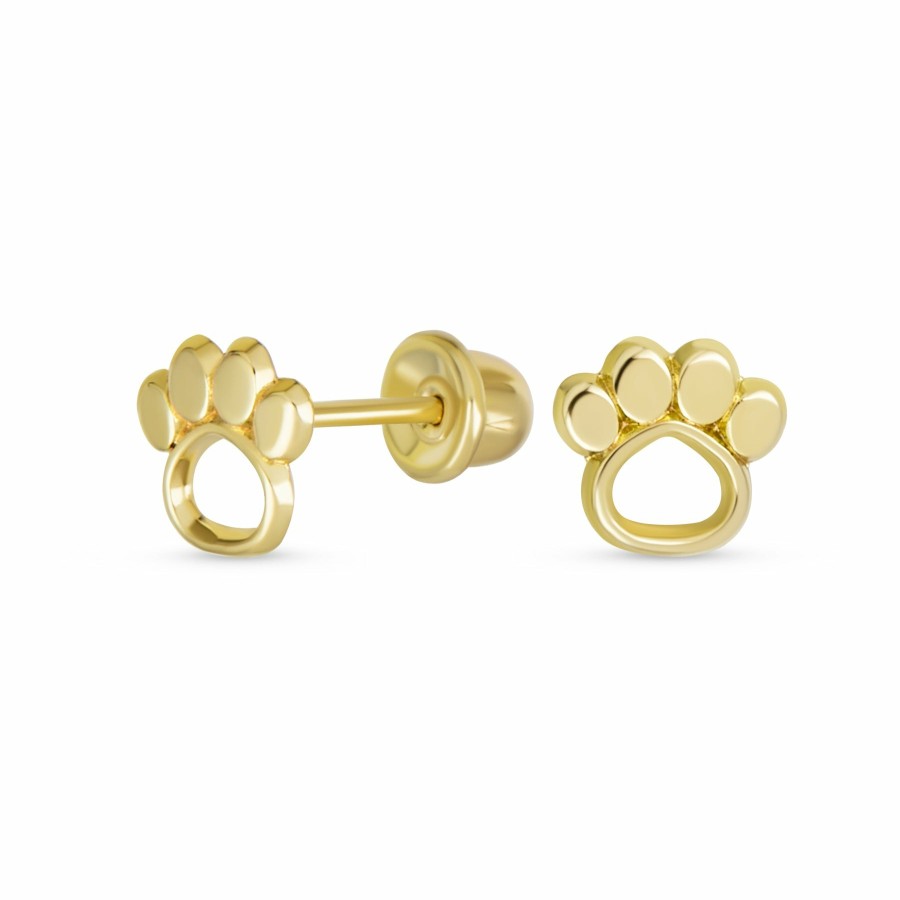 Shop Women Bling Jewelry | Mini Animal Dog Cat Puppy Paw Print Stud Earrings 10-14K Real