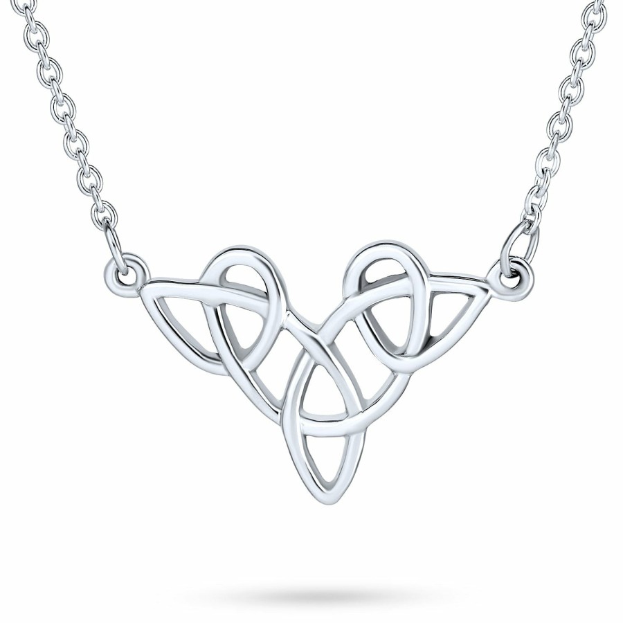 Shop Women Bling Jewelry Pendant Necklaces | Triquetra Infinity Celtic Love Knot Collar Necklace 925 Silver Pendant