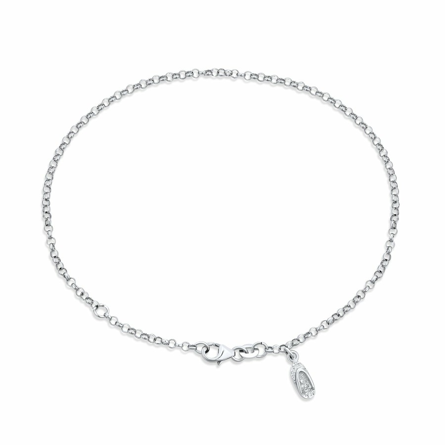 Shop Women Bling Jewelry Ankle Bracelets | Beach Flip Flop Nautical Dangle Charm Anklet .925 Sterling Silver