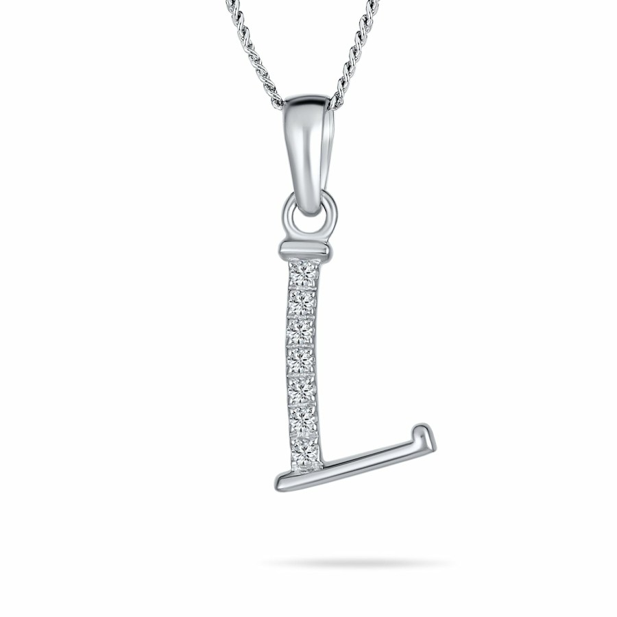 Shop Women Bling Jewelry Pendant Necklaces | Abc Letter Capital Initial Pendant Necklace Pave Cz Sterling Silver