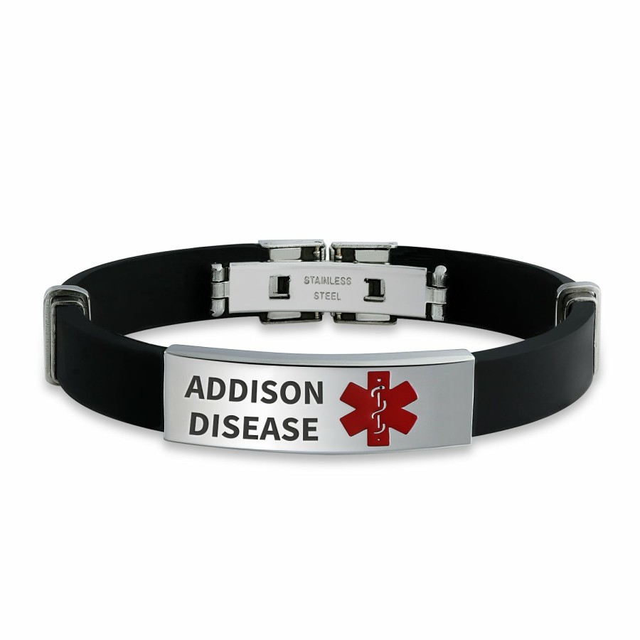 Shop Men Bling Jewelry Mens Bracelets & Id Bracelets | Medical Alert Id Trim-To-Fit Silicone Bracelet Stainless 8.5In