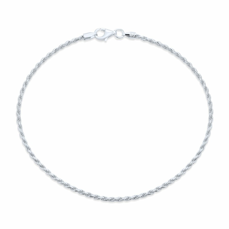 Shop Women Bling Jewelry Delicate Bracelets | Singapore Figaro Rope Chain Anklet 14K Plated Sterling 9-10 Inch