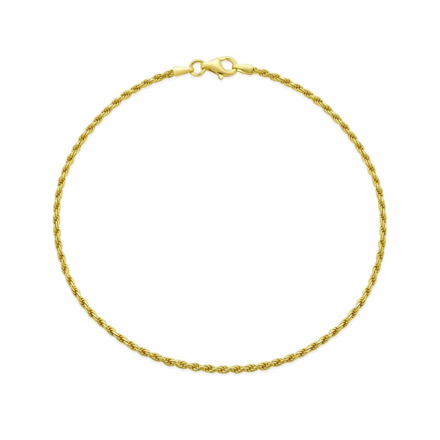 Shop Women Bling Jewelry Delicate Bracelets | Singapore Figaro Rope Chain Anklet 14K Plated Sterling 9-10 Inch