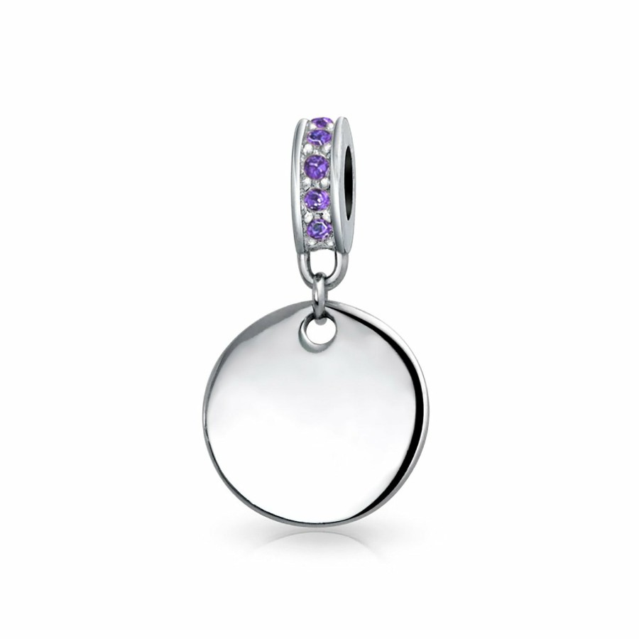 Shop Women Bling Jewelry Love Heart Beads | Birthstones Initials Round Dangle Circle Charm Bead Sterling Silver