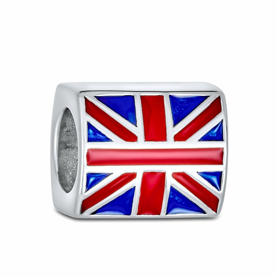 Shop Women Bling Jewelry Travel Charms Beads | London Travel Uk British Flag Tea Cup Bus Charm Bead Sterling Silver