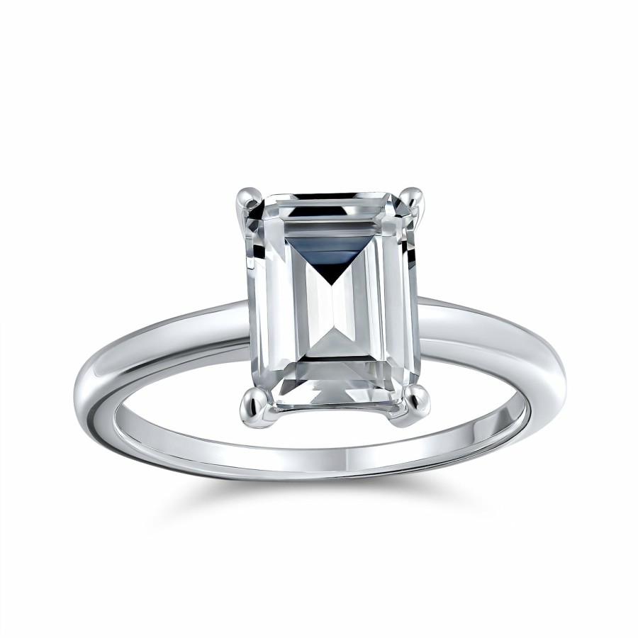 Shop Women Bling Jewelry Engagement Rings | Art Deco 2-3Ct Emerald Cut Baguette Band Aaa Cz Engagement Ring Set