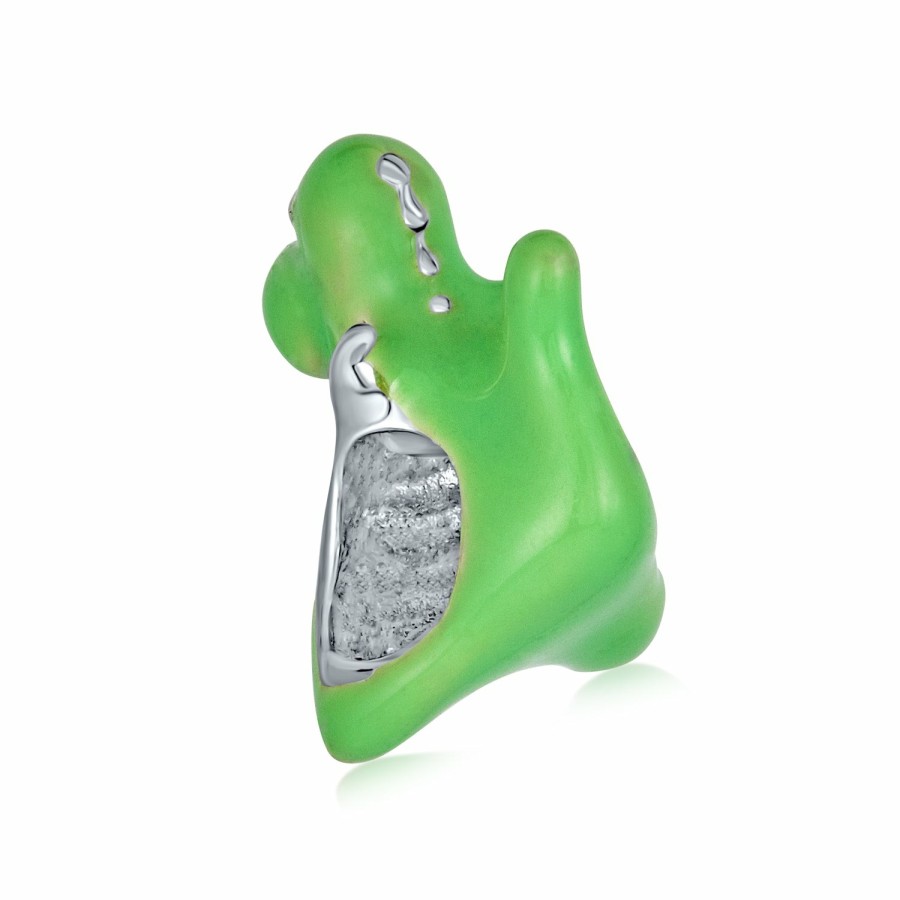 Shop Women Bling Jewelry | Friendly Green Cartoon Dinosaur Dragon Bead Charm Sterling Silver