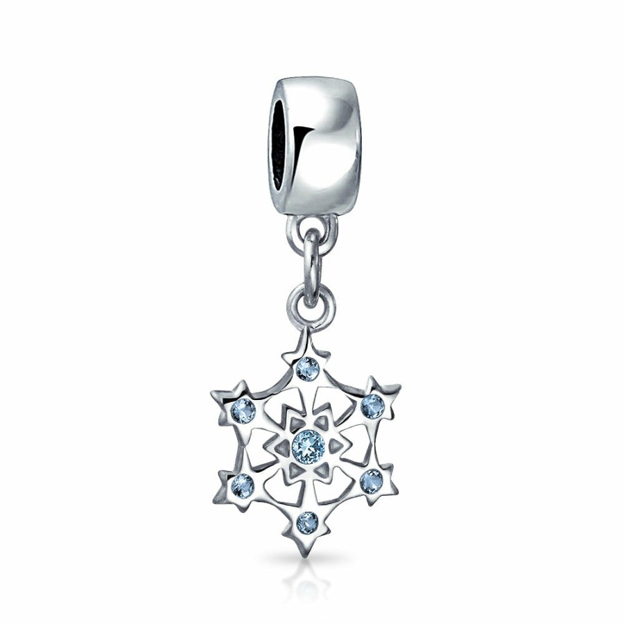 Shop Women Bling Jewelry | Winter Crystal Dangle Snowflake Bead Charm .925Sterling