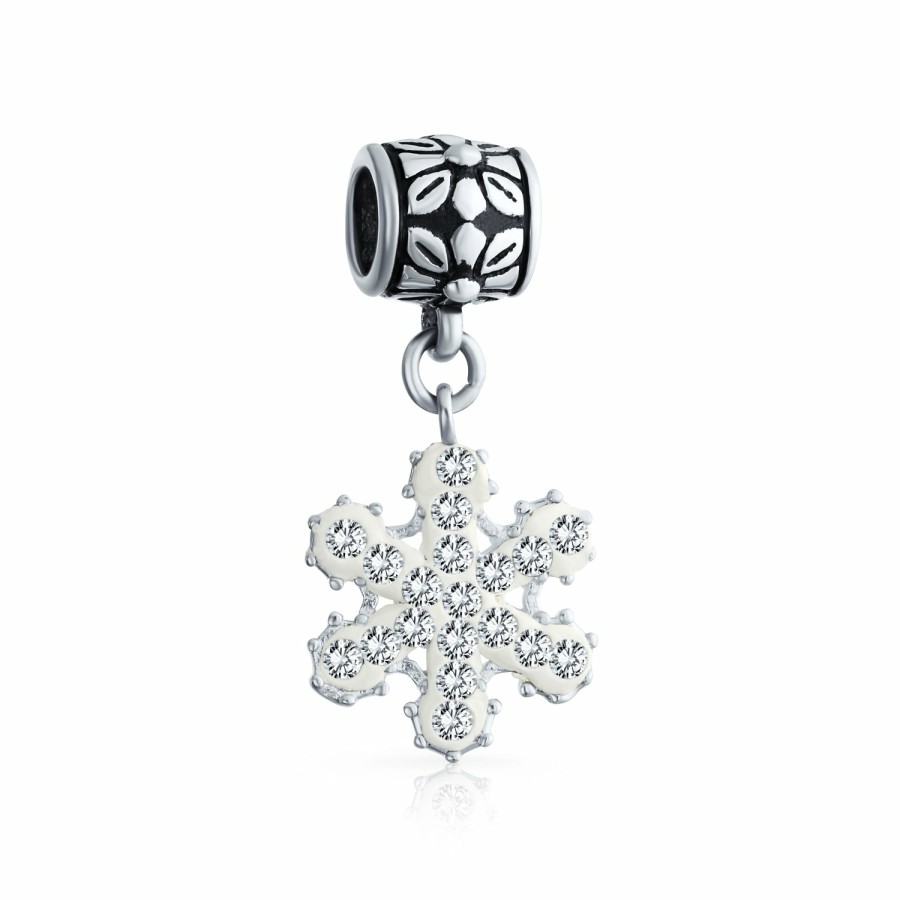 Shop Women Bling Jewelry | Winter Crystal Dangle Snowflake Bead Charm .925Sterling