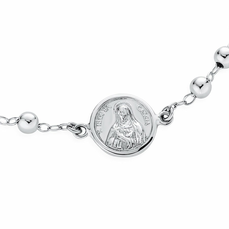 Shop Women Bling Jewelry | Medal Prayer Beads Virgin Mary Cross Rosary Bracelet Sterling Silver