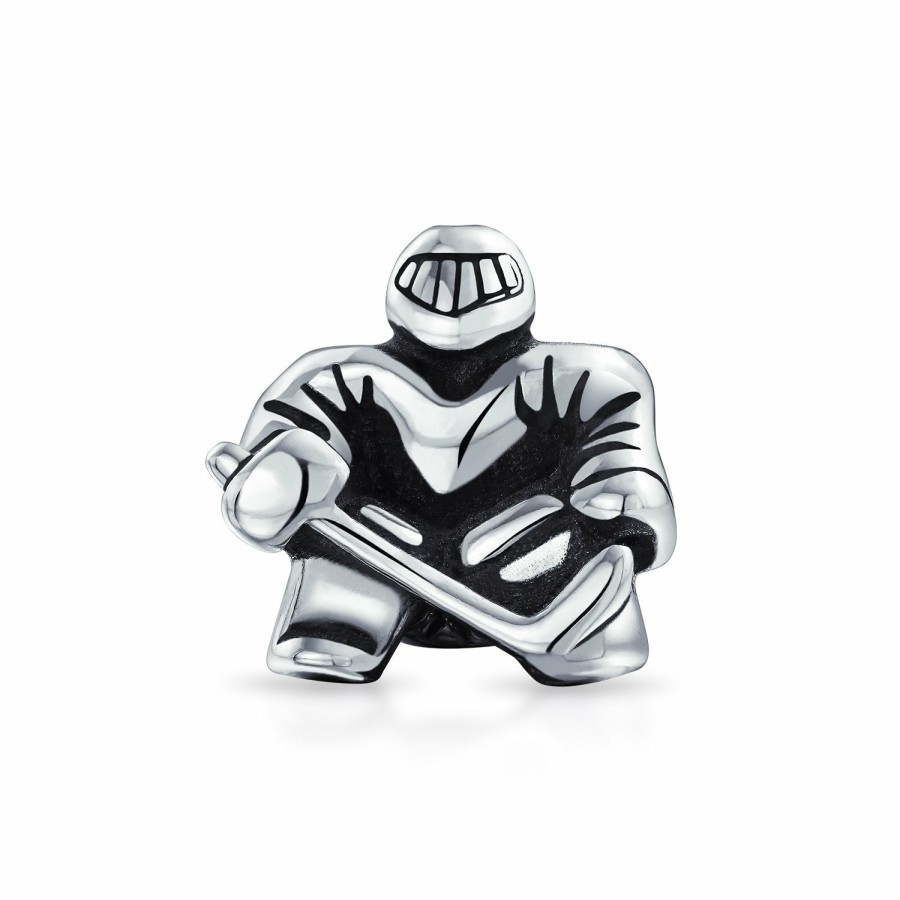 Shop Women Bling Jewelry Sports Beads | Ice Goalie Sports Team Hockey Player Charm Bead .925Sterling Silver