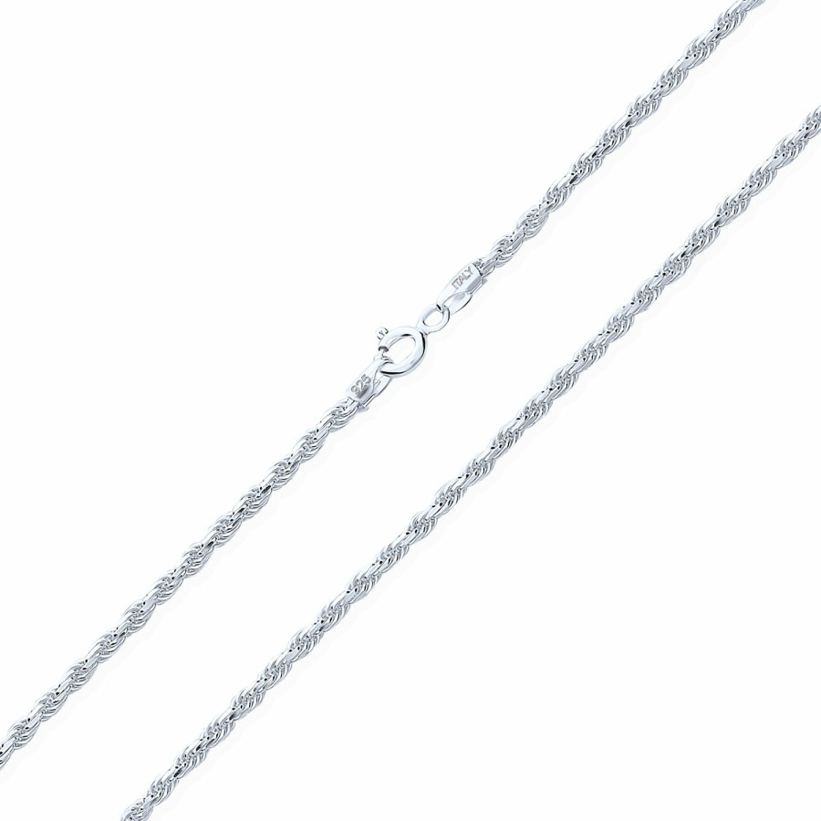 Shop Women Bling Jewelry Chains Necklaces | Rope Link Chain 2 Mm 50 Gauge Necklace Sterling Silver Made In Italy