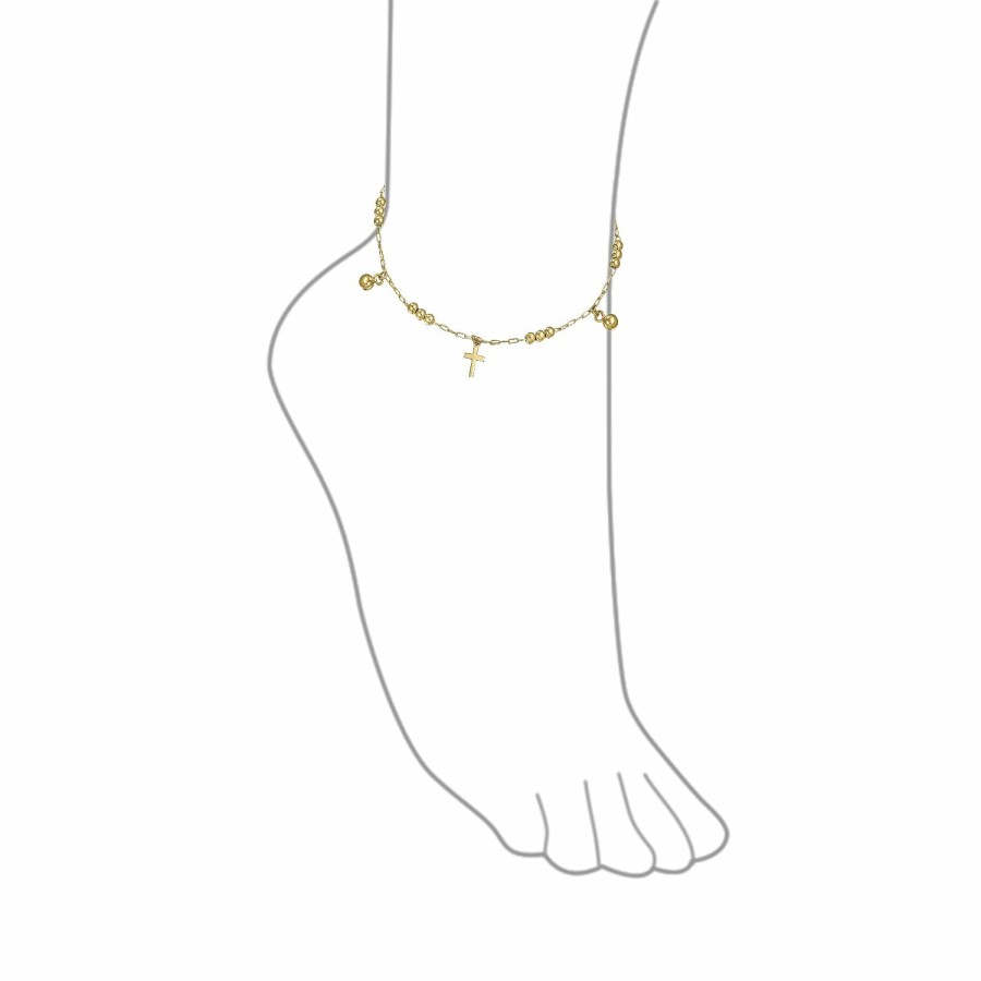 Shop Women Bling Jewelry Charm Bracelets | Multi Crosses Religious Beads Bells Dangle Charm Anklet Gold Plated