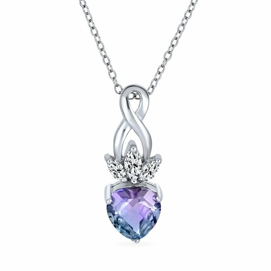 Shop Women Bling Jewelry Jewelry Sets | Heart Purple Mystic Cz Stud Earrings Infinity Pendant Jewelry Set