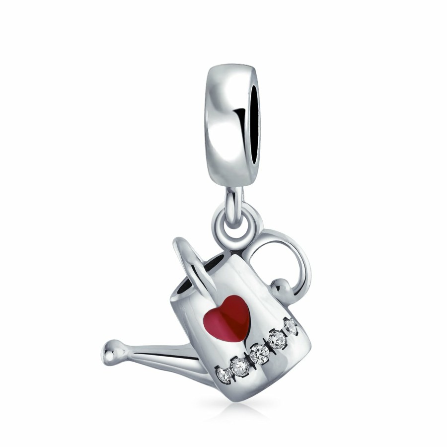 Shop Women Bling Jewelry Dangle Beads | Sun Flower Daisy Garden Watering Can Cz Dangle Bead Charm .925 Silver