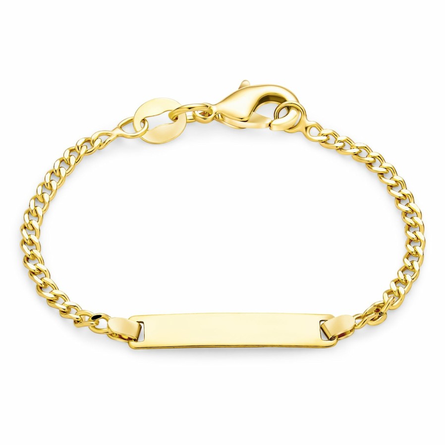 Shop Women Bling Jewelry | Gold Plated Identification Tag Id Bracelet Lightweight For Wrists Gold-Tone