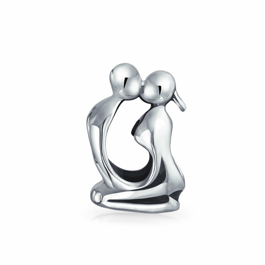 Shop Women Bling Jewelry Love Heart Beads | Couples Kissing Lovers Sculpture Charm Bead .925Sterling Silver