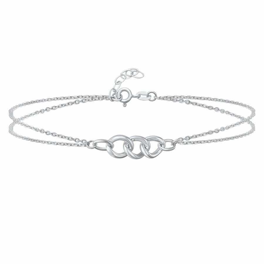 Shop Women Bling Jewelry Delicate Bracelets | Infinity Love Knot Anklet Beaded Ball & Snake Chain Sterling