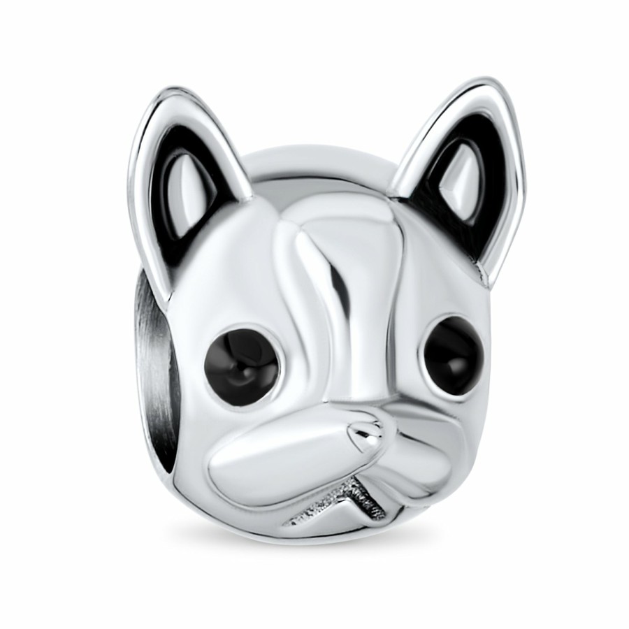 Shop Women Bling Jewelry Unique Charms | Frenchie French Bulldog Face Dog Pet Charm Bead .925Sterling Silver