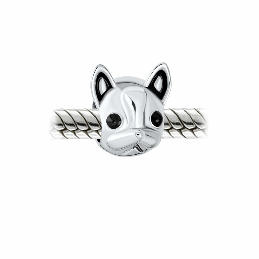 Shop Women Bling Jewelry Unique Charms | Frenchie French Bulldog Face Dog Pet Charm Bead .925Sterling Silver