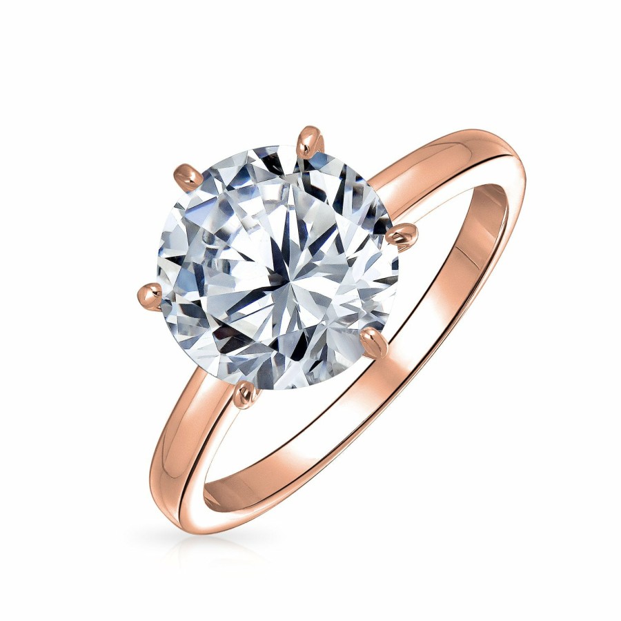 Shop Women Bling Jewelry Engagement Rings | 3Ct Solitaire Cz Engagement Ring Sterling Gold Plated