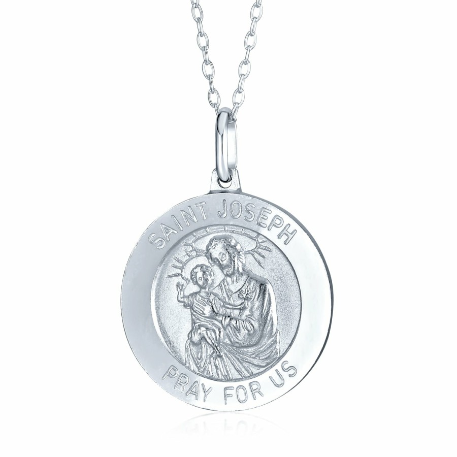 Shop Women Bling Jewelry | Saint Joseph Christopher Jude Jesus Michael Medal Pendant Necklace .925 Silver