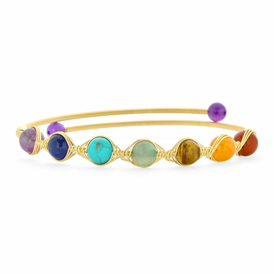 Shop Women Bling Jewelry Cuff Bangle Bracelets | Gemstone Healing Chakra Cluster Beads Bracelet Earrings