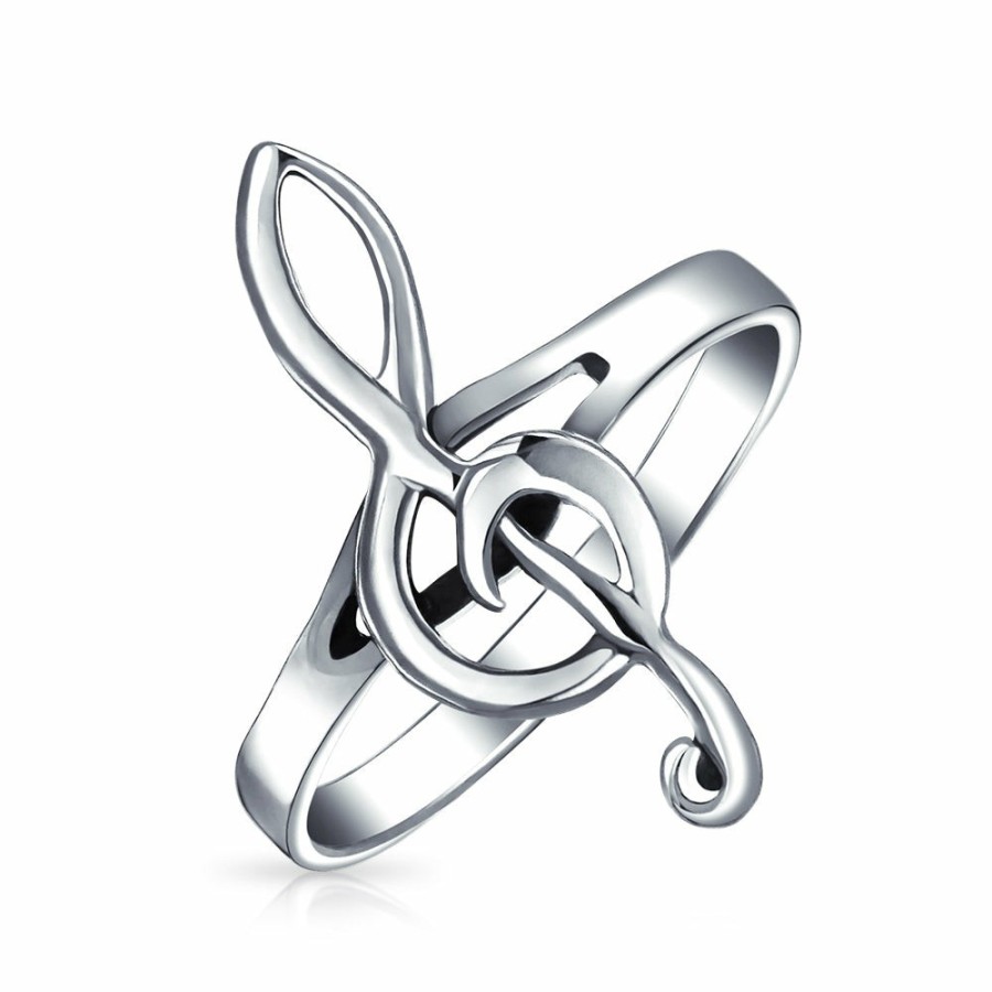 Shop Women Bling Jewelry Unique Rings | Music Bar Measure Treble Clef Note Band Ring .925 Sterling