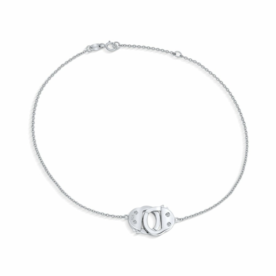 Shop Women Bling Jewelry Delicate Bracelets | Handcuff Interlocking Hotwire Anklet Charm Anklet Link Sterling Silver