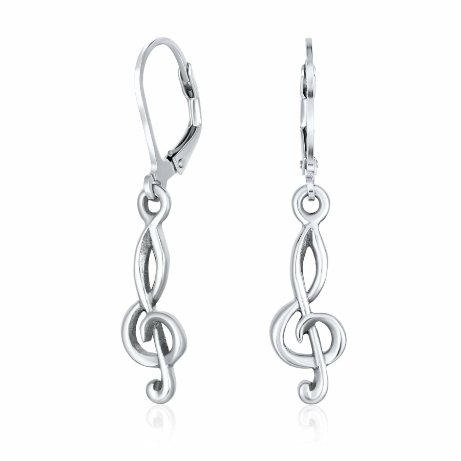 Shop Women Bling Jewelry | Musician Cz Treble Clef Note Music Earrings Pendant .925