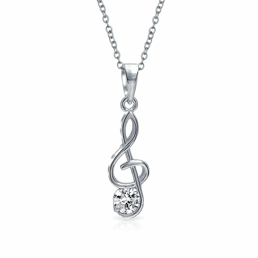 Shop Women Bling Jewelry | Musician Cz Treble Clef Note Music Earrings Pendant .925