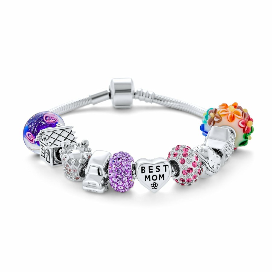 Shop Women Bling Jewelry Starter Bead Bracelets | Wife Best Mom Mother Colorful Family Beads Starter Charms Bracelet