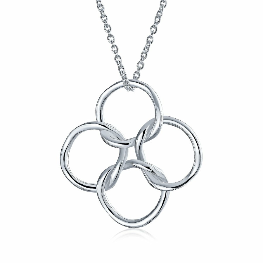 Shop Women Bling Jewelry Pendant Necklaces | 4 Geometric Interlocking Circles Pendant Necklace .925 Sterling Silver