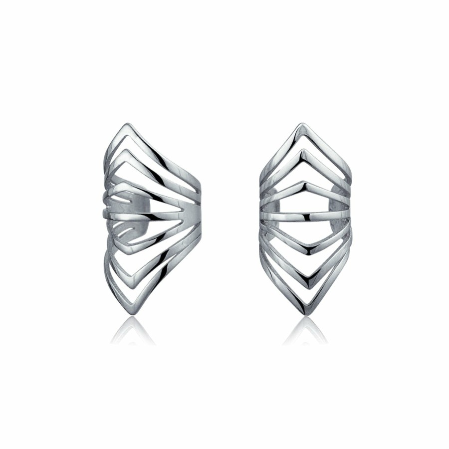 Shop Women Bling Jewelry Ear Cuffs, Cartilage Earrings | Chevron Cartilage Ear Cuffs Earrings Gold Plated Sterling Silver