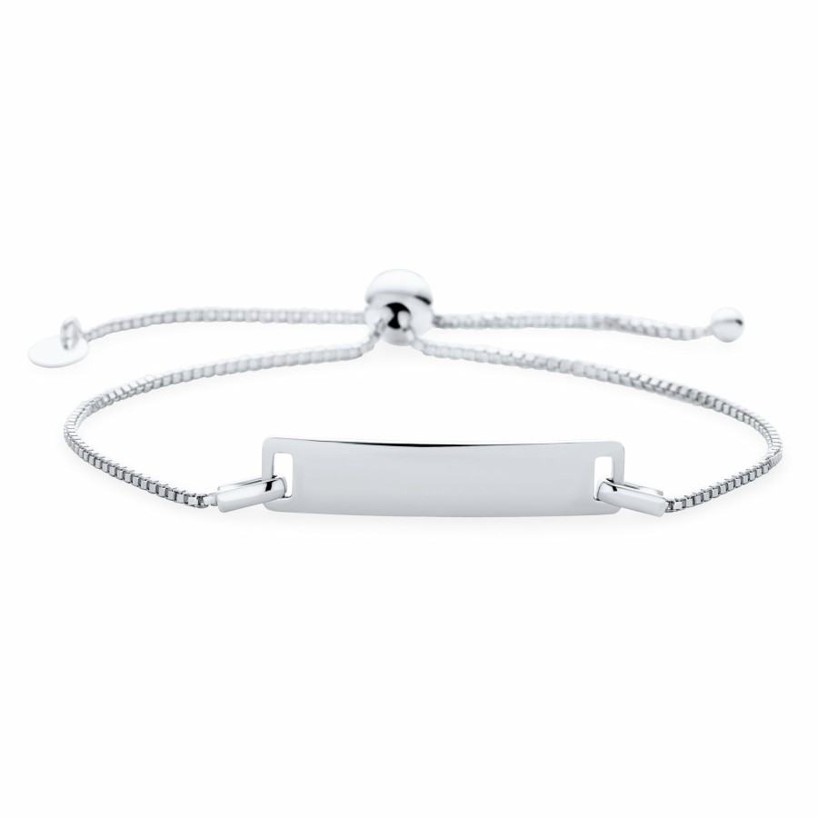 Shop Women Bling Jewelry Engravable Bracelets | Thin Dainty Identification Id Bracelet Bolo Small Wrist .925 Silver 7"