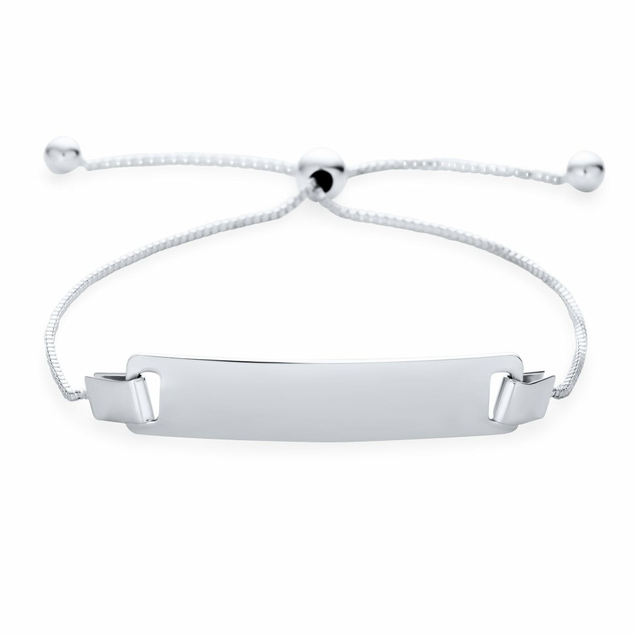 Shop Women Bling Jewelry Engravable Bracelets | Thin Dainty Identification Id Bracelet Bolo Small Wrist .925 Silver 7"