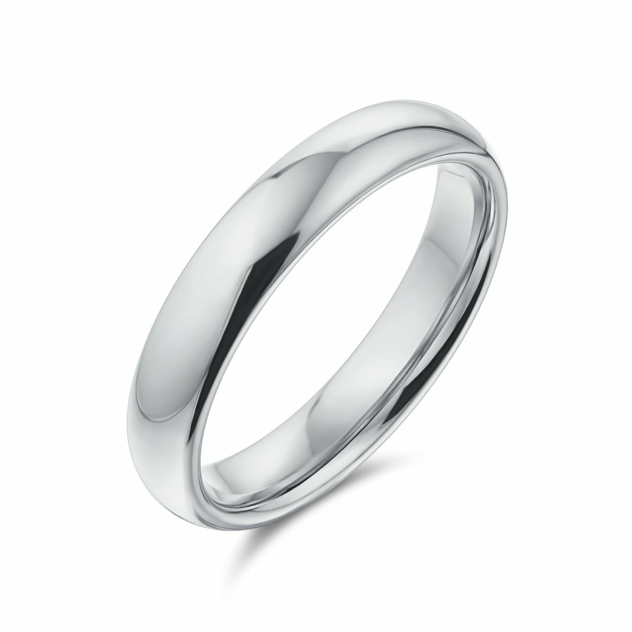 Shop Women Bling Jewelry Engravable Rings | Plain Simple .925 Sterling Dome Couples Wedding Band Ring 4Mm Silver