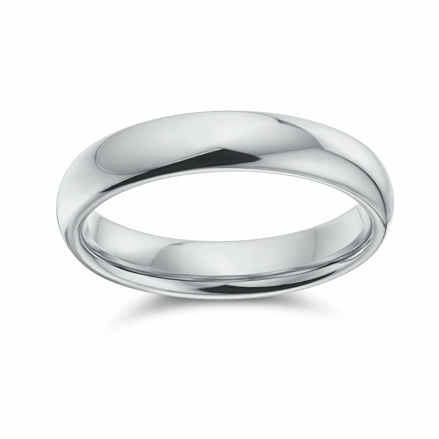 Shop Women Bling Jewelry Engravable Rings | Plain Simple .925 Sterling Dome Couples Wedding Band Ring 4Mm Silver