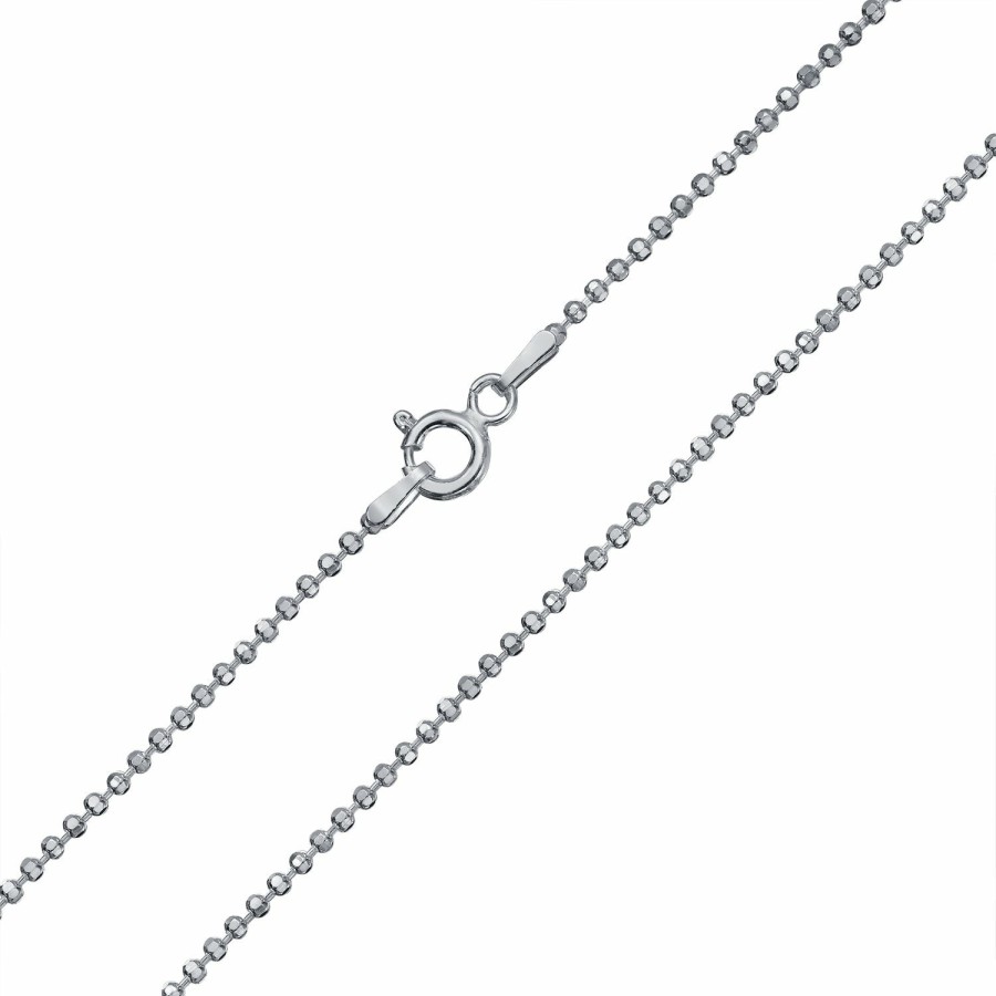 Shop Women Bling Jewelry Chains Necklaces | Diamond Cut Ball Bead Chain Sparkle Necklace 150 Gauge Sterling Silver