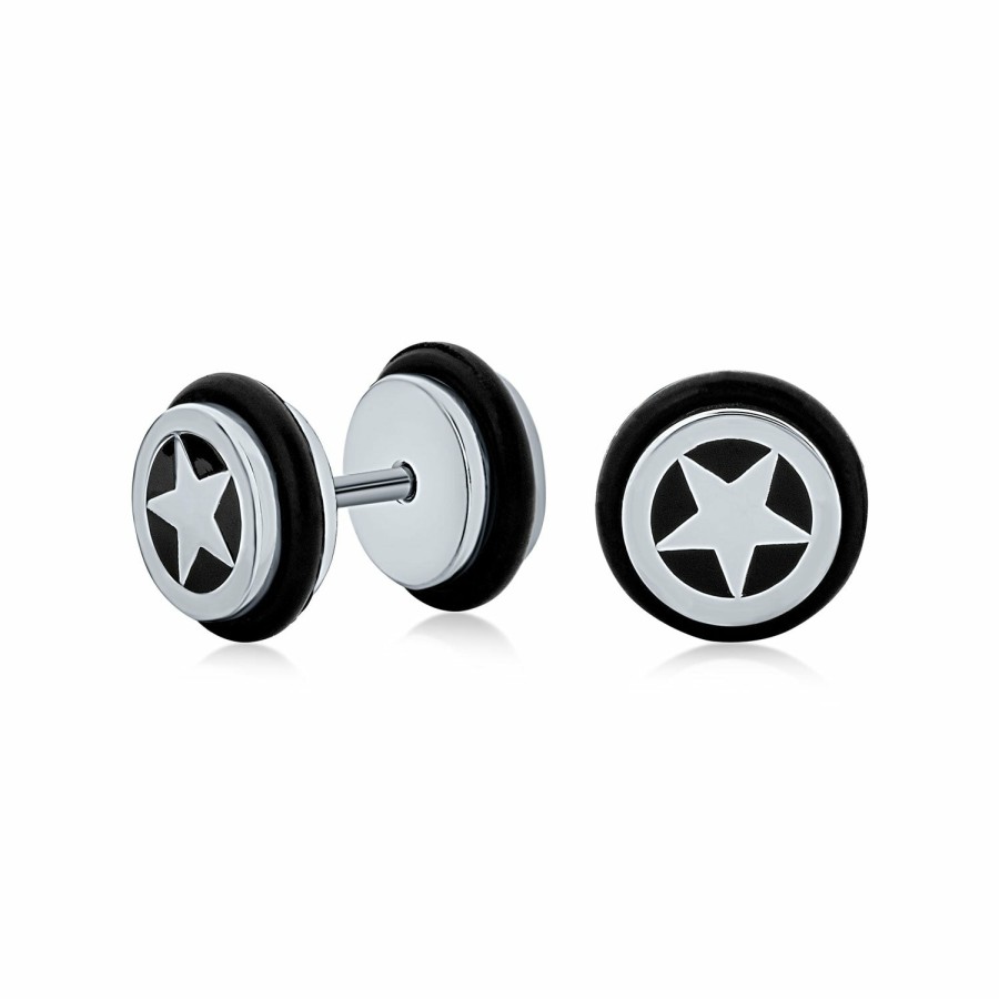 Shop Men Bling Jewelry Mens Earrings | Stud Star Illusion Faux Ear Plug Earring Surgical Steel