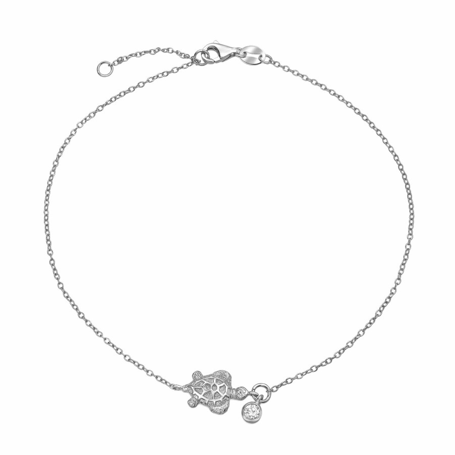 Shop Women Bling Jewelry Ankle Bracelets | Nautical Cz Turtle Anklet Ankle Bracelet Plated