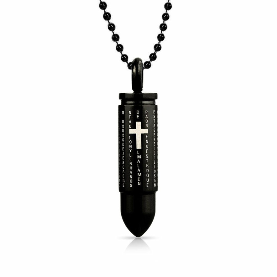 Shop Men Bling Jewelry Mens Pendants & Dog Tags | Bullet Pendant Silver Stainless Steel