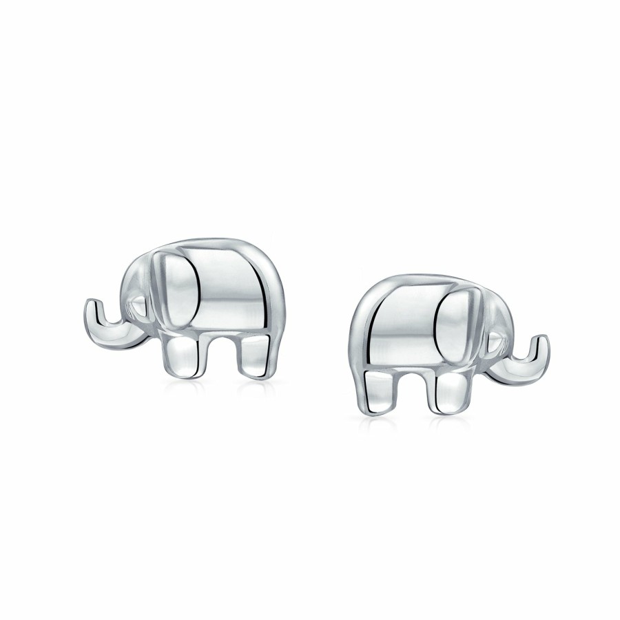 Shop Women Bling Jewelry | Elephant Wisdom Zoo Animal Lover Stud Earrings .925 Sterling Silver