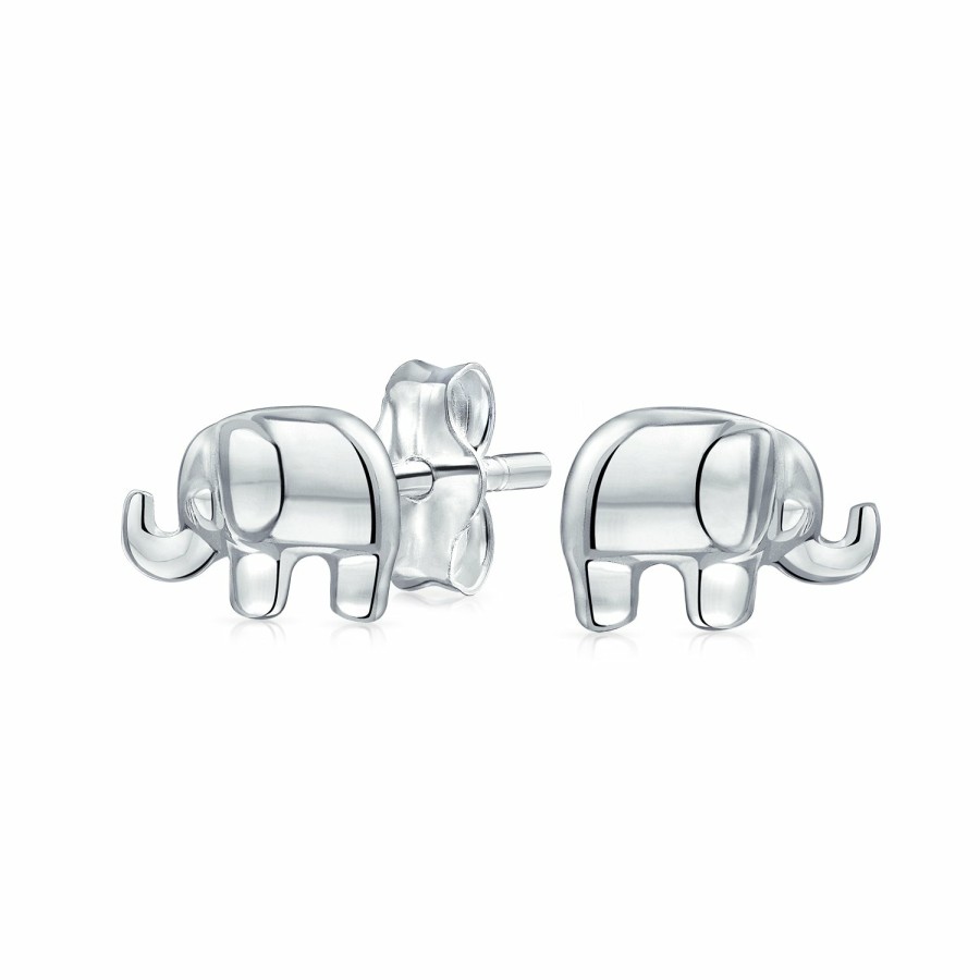 Shop Women Bling Jewelry | Elephant Wisdom Zoo Animal Lover Stud Earrings .925 Sterling Silver