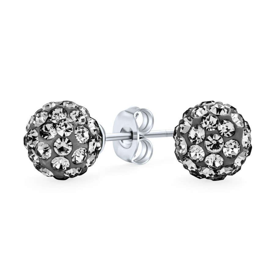 Shop Women Bling Jewelry Stud Earrings | Round Crystal Disco Ball Stud Earrings .925 Sterling Silver Birthstone Colors