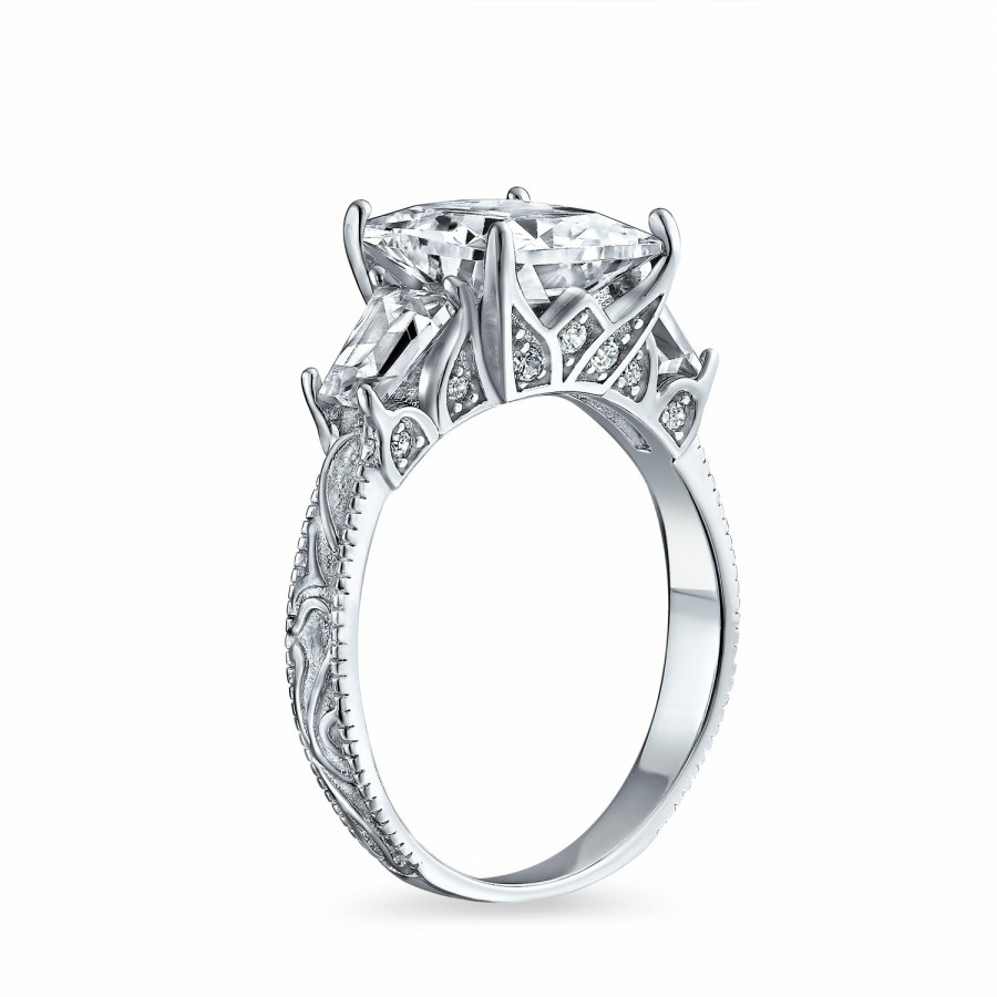 Shop Women Bling Jewelry Engagement Rings | 3Ct Princess Cut Aaa Cz Solitaire Engagement Ring .925 Sterling Silver