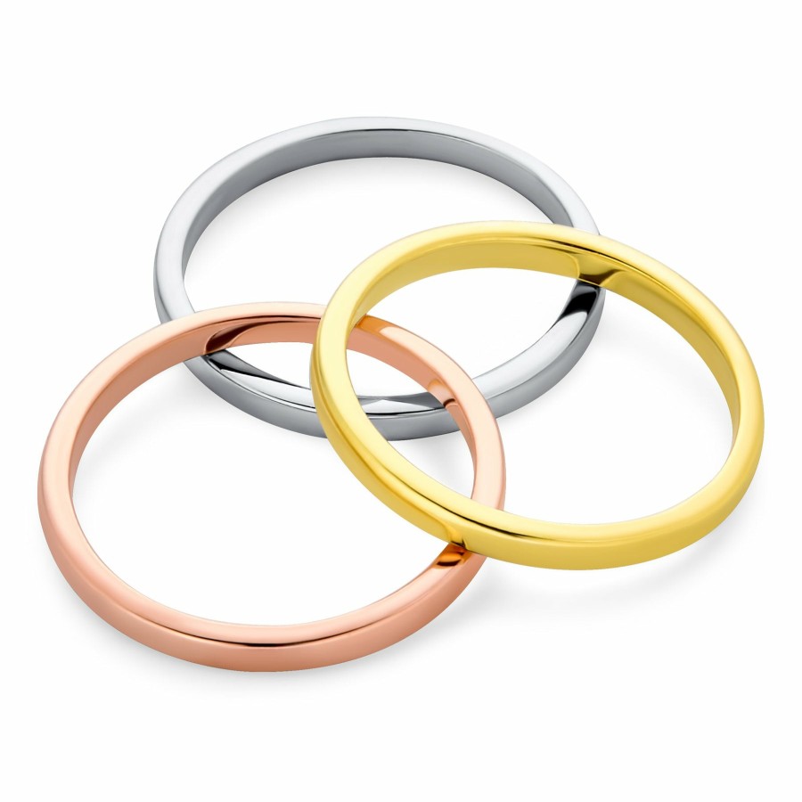 Shop Women Bling Jewelry Wedding Bands | Triple Wedding Band Ring Set Yellow Rose Gold Plated .925 Silver